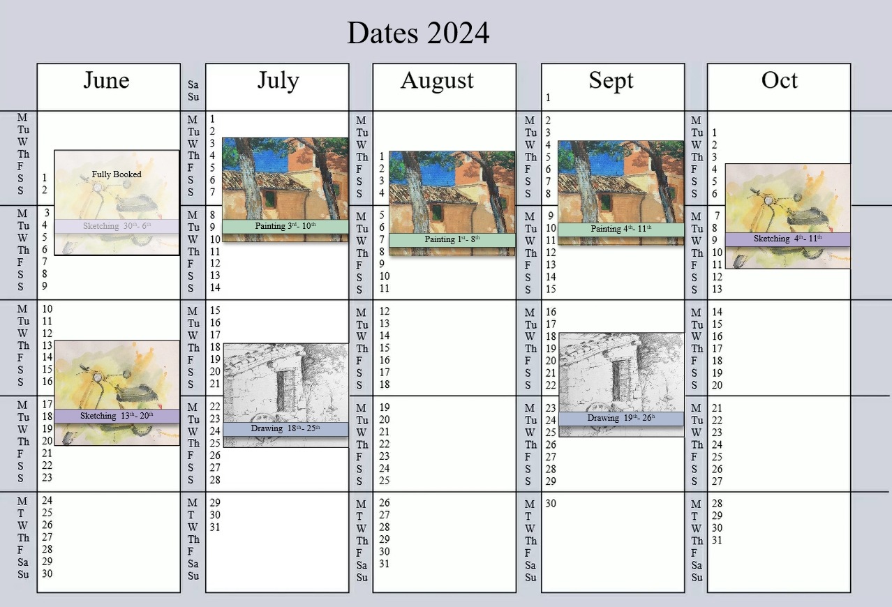 calendar for painting holidays 2024 Painting Holidays Italy